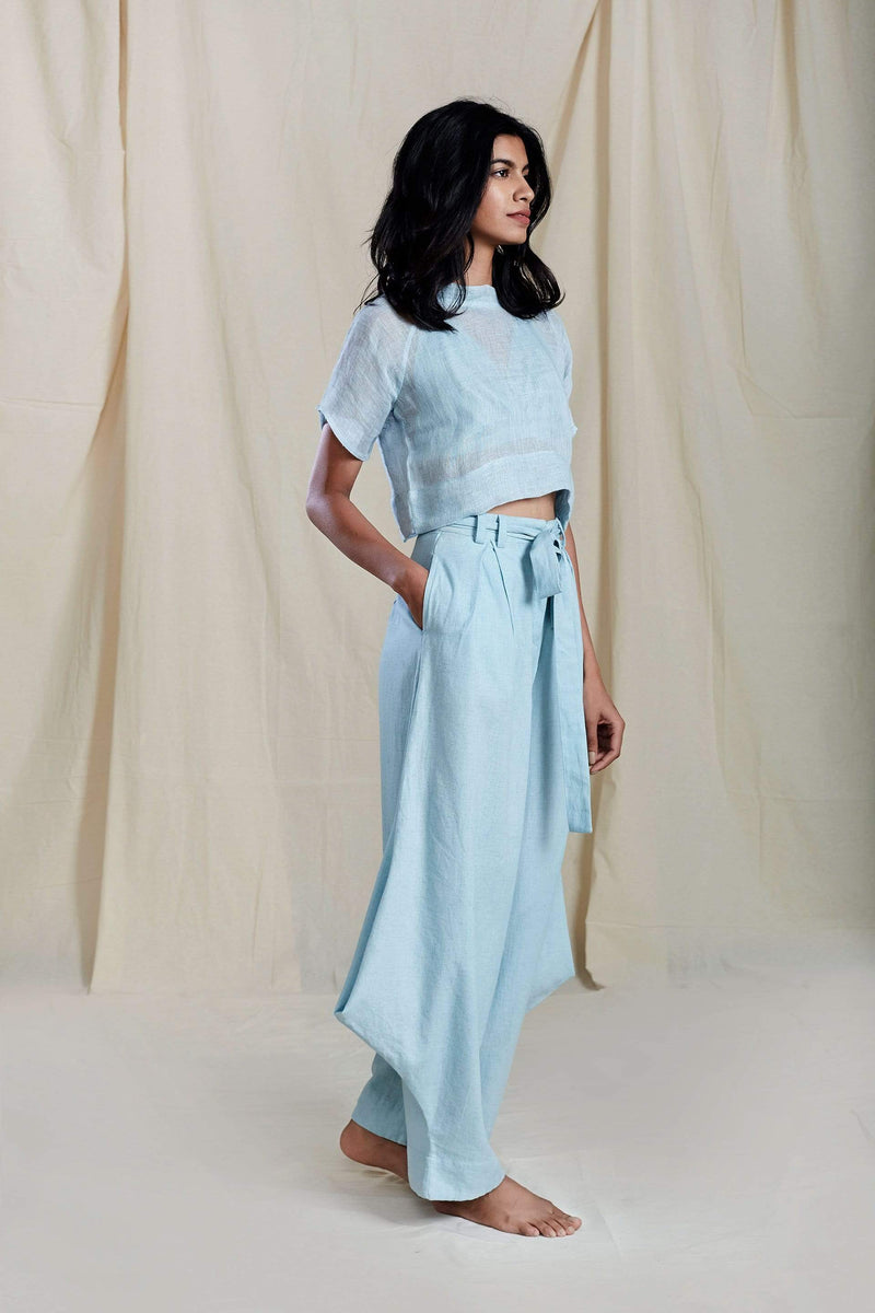 Mati PANTS PLEATED BLUE COWL PANT