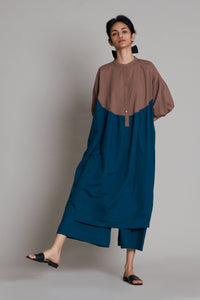 Mati SEPERATES Beige & Teal Blue CB Acra Tunic Set