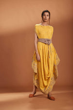 Mati SEPERATES MATI EMB COWL DRESS YELLOW WITH BELT