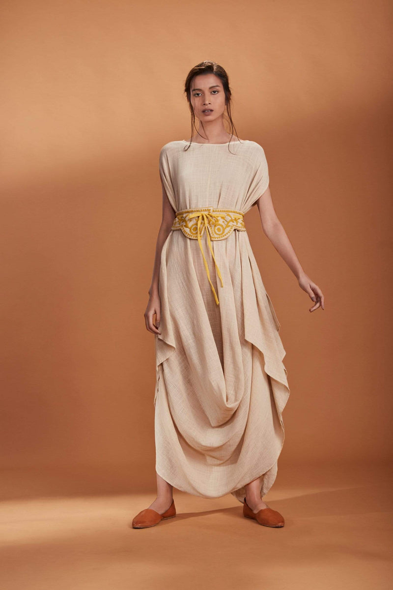 Mati SEPERATES MATI IVORY COWL DRESS WITH A BELT