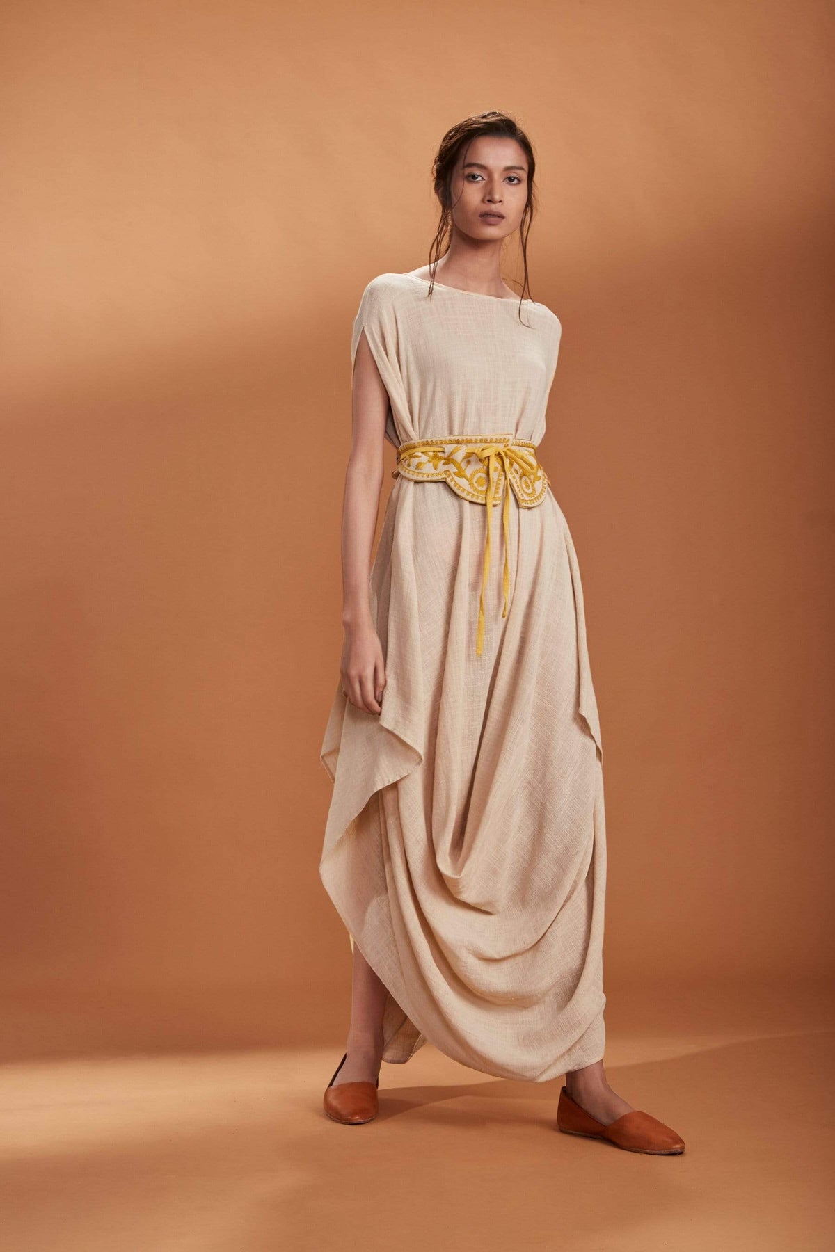 Mati SEPERATES MATI IVORY COWL DRESS WITH A BELT