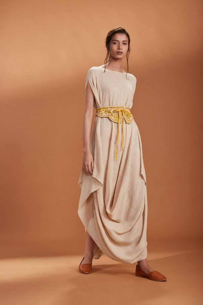 Mati SEPERATES MATI IVORY COWL DRESS WITH A BELT