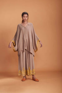 Mati SEPERATES MATI KAFTAN TOP AND PANTS SET KHAKI WITH YELLOW