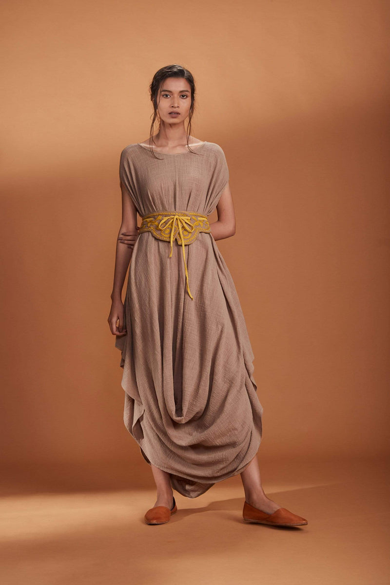 Mati SEPERATES MATI KHAKI COWL DRESS WITH BELT