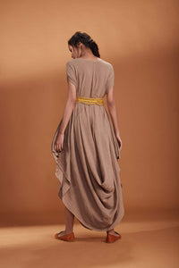 Mati SEPERATES MATI KHAKI COWL DRESS WITH BELT