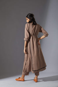 Mati SEPERATES Mati Overlap Beige Striped Tunic Set with Pants