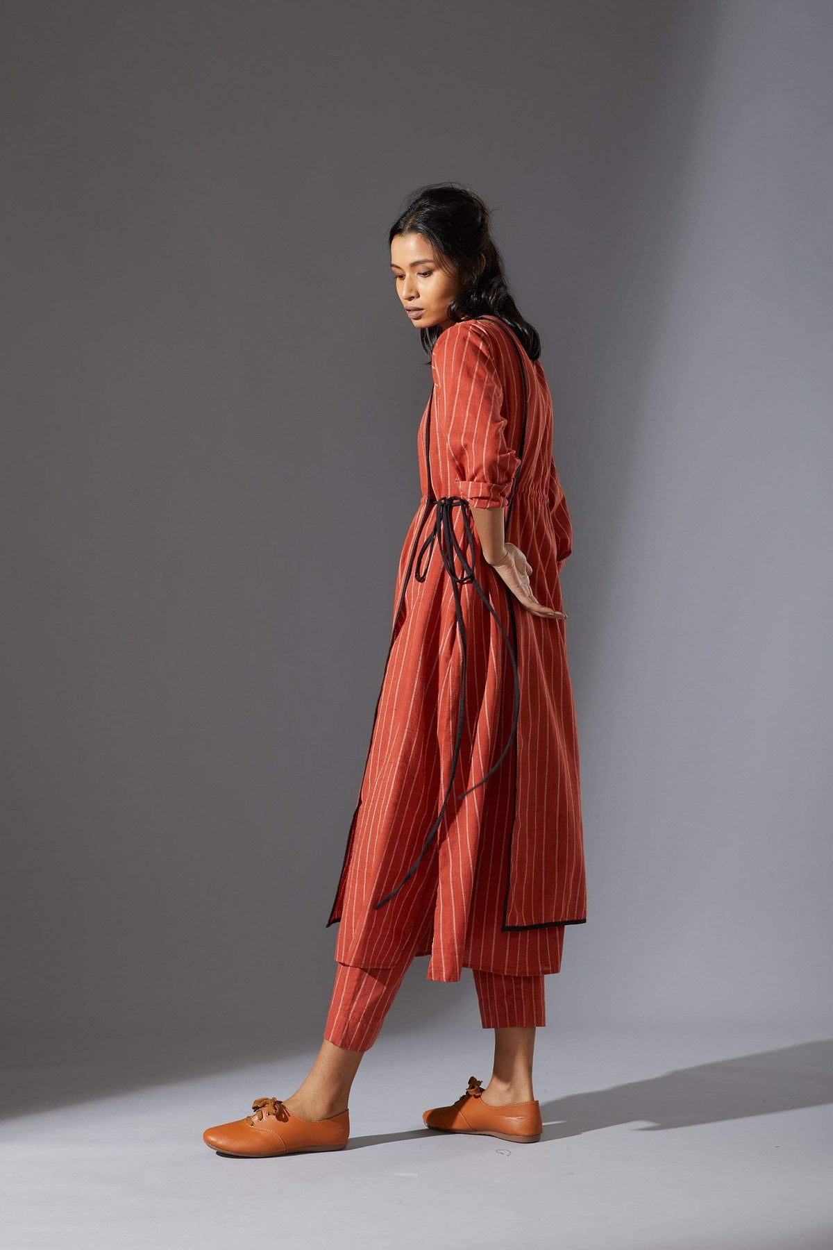 Mati SEPERATES Mati Overlap Rust Striped Tunic Set with Pants