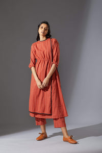 Mati SEPERATES Mati Overlap Rust Striped Tunic Set with Pants