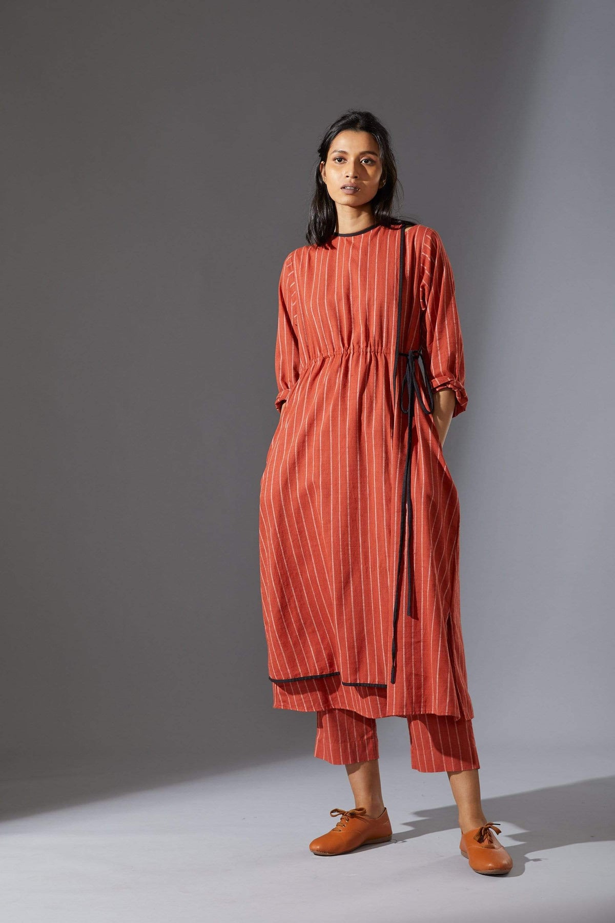 Mati SEPERATES Mati Overlap Rust Striped Tunic Set with Pants