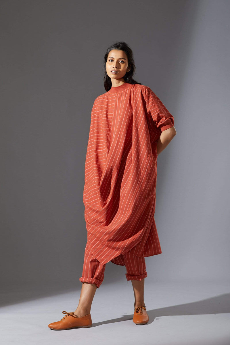 Mati SEPERATES Mati Ribbed Collar Rust Cowl Tunic Set with Pants