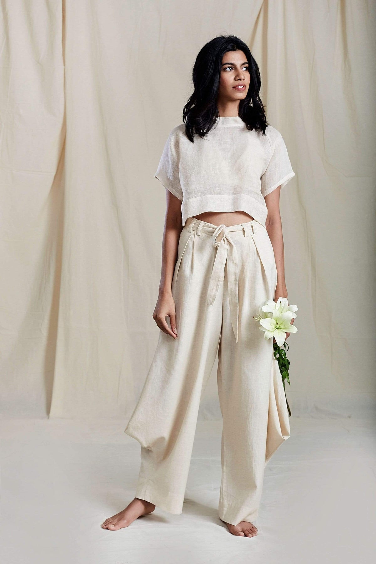 Mati SEPERATES STO KA TOP AND PLEATED COWL PANT SET OATMEAL