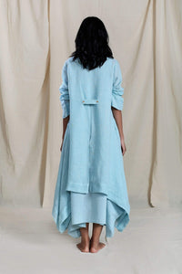 Mati SEPERATES VARI AAKAAR AND TRENCH JACKET SET BLUE