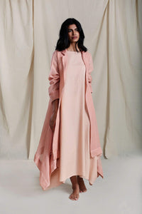 Mati SEPERATES VARI AAKAAR AND TRENCH JACKET SET PEACH