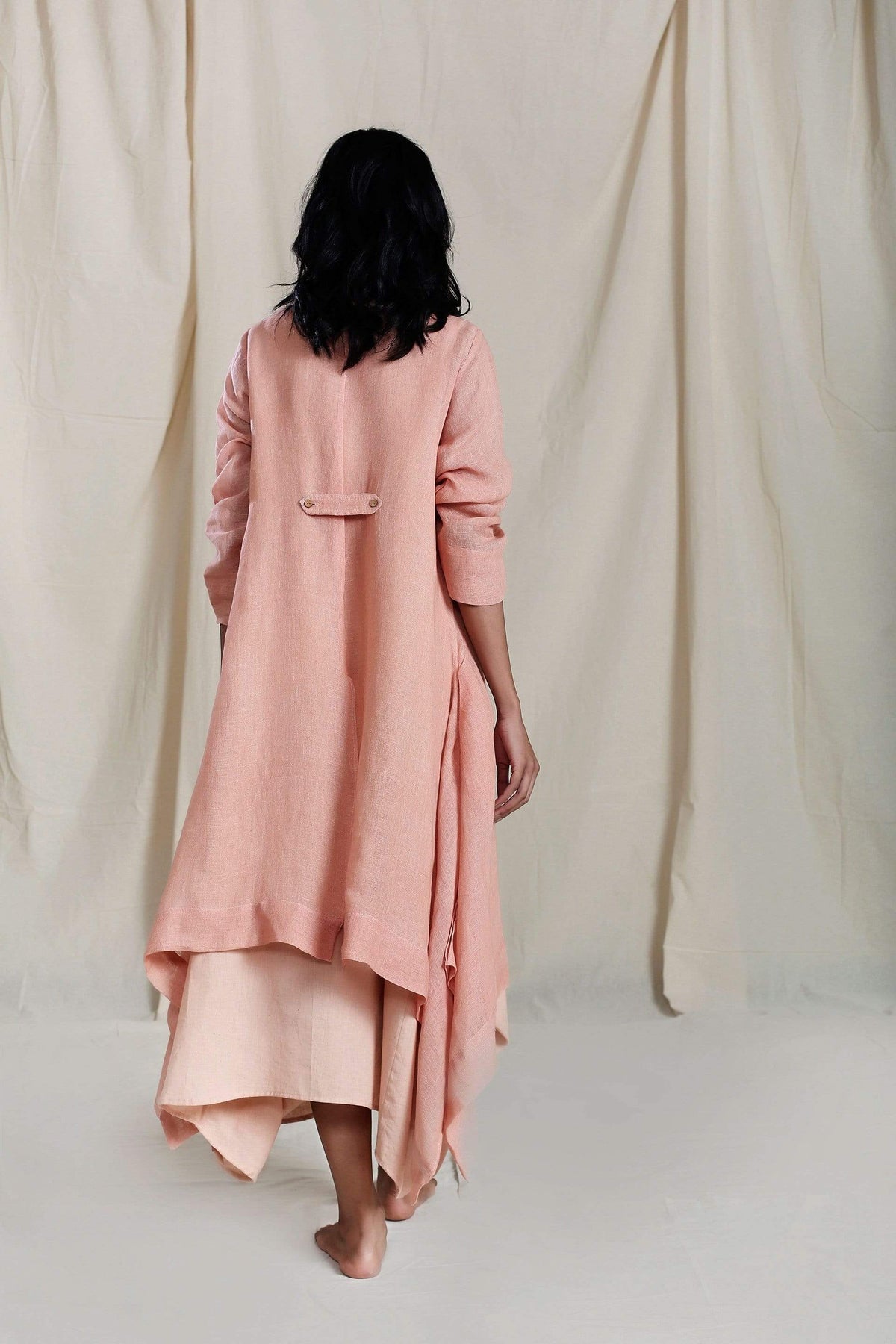 Mati SEPERATES VARI AAKAAR AND TRENCH JACKET SET PEACH