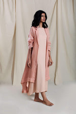 Mati SEPERATES VARI AAKAAR AND TRENCH JACKET SET PEACH