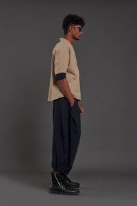 Mati SET Beige & Navy Blue Overlap Baggy Set