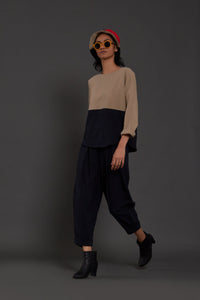 Mati Shirts & Tops Beige & Navy Blue Rekin Top