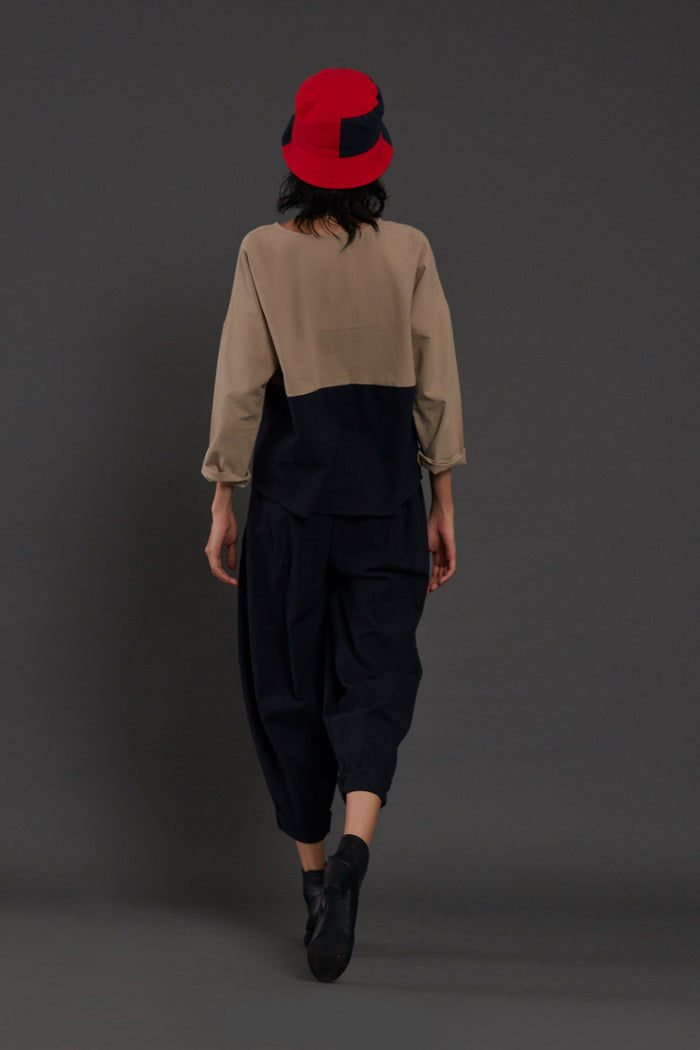 Mati Shirts & Tops Beige & Navy Blue Rekin Top