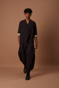 Mati Shirts & Tops Black & Beige Overlap Shirt