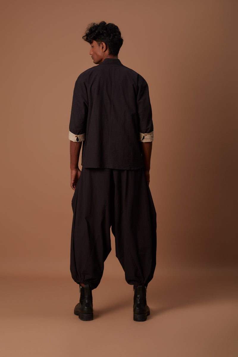 Mati Shirts & Tops Black & Beige Overlap Shirt