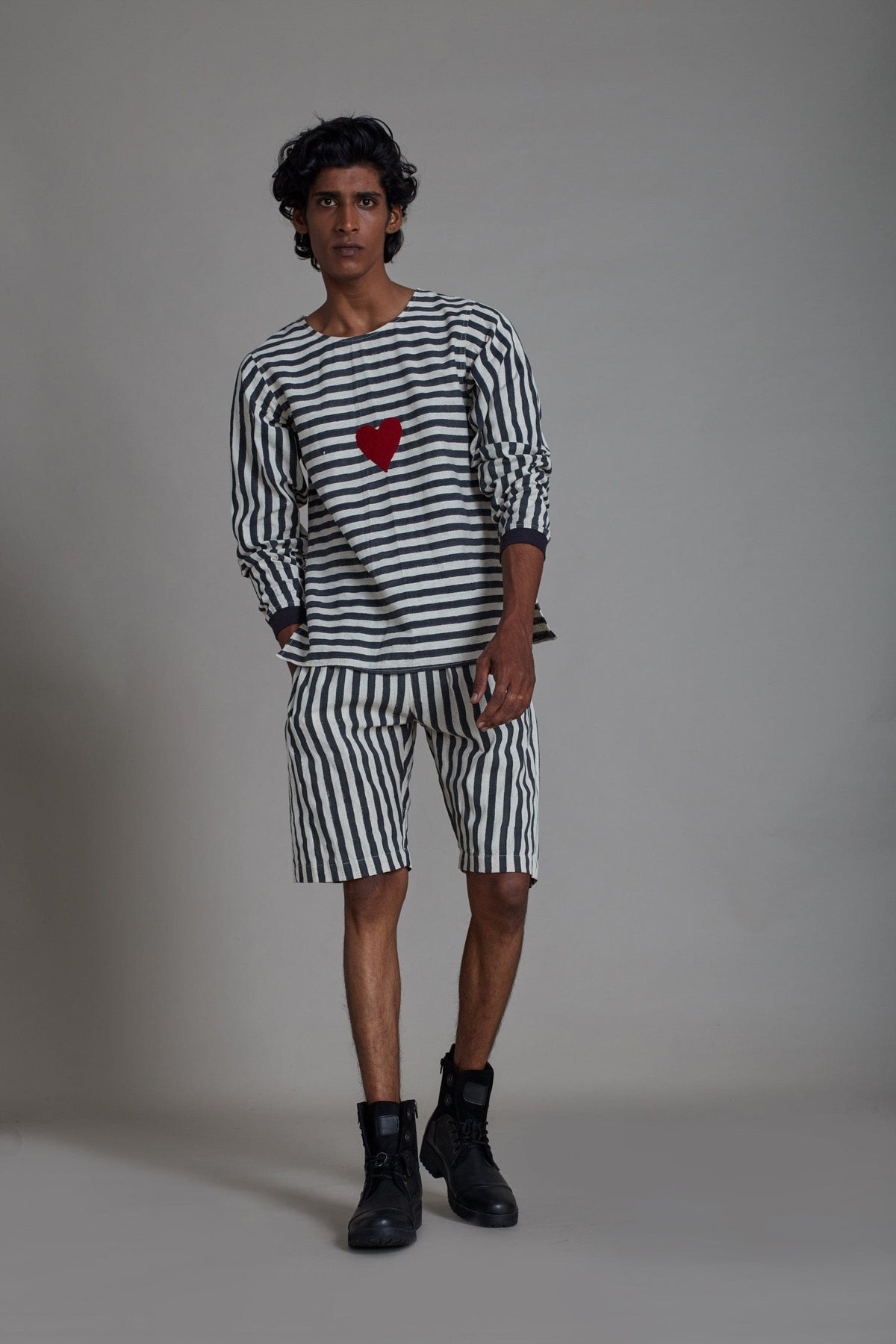 Mati Shirts & Tops Black Stripe Heart T-shirt