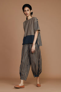 Mati Shirts & Tops Brown with Charcoal Striped CB Ekin Top