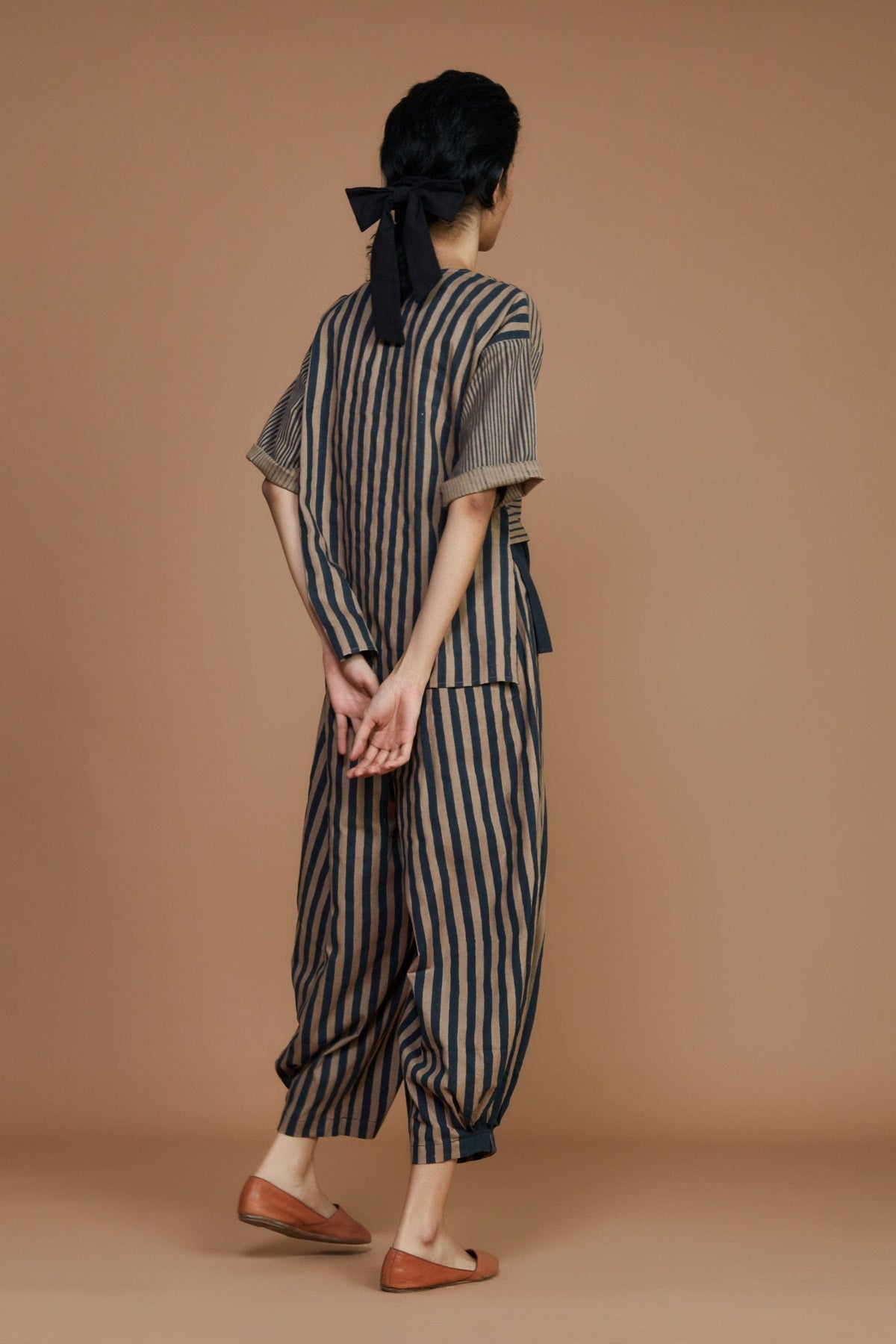 Mati Shirts & Tops Brown with Charcoal Striped CB Ekin Top