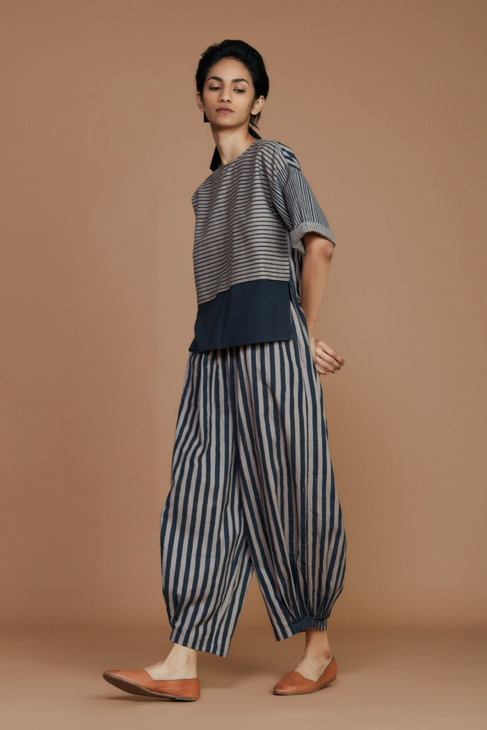 Mati Shirts & Tops Grey with Charcoal Striped CB Ekin Top