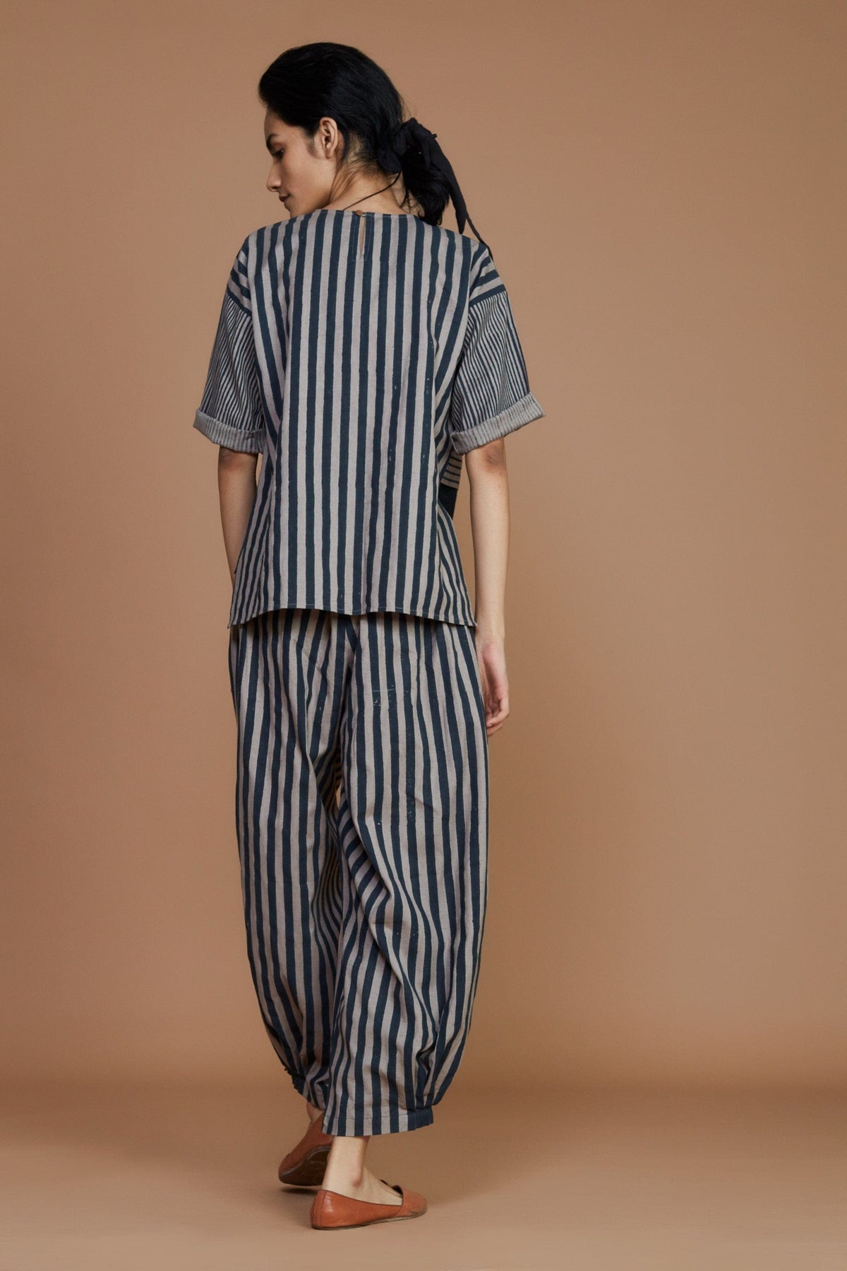 Mati Shirts & Tops Grey with Charcoal Striped CB Ekin Top