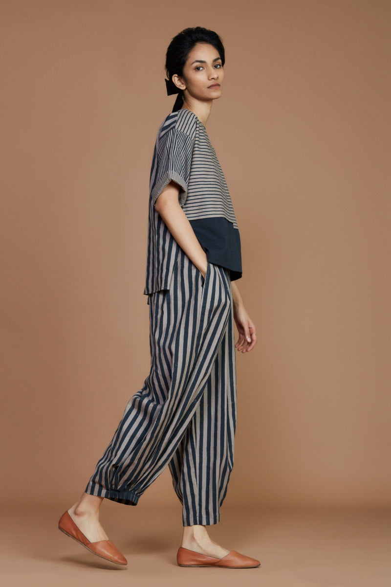 Mati Shirts & Tops Grey with Charcoal Striped CB Ekin Top