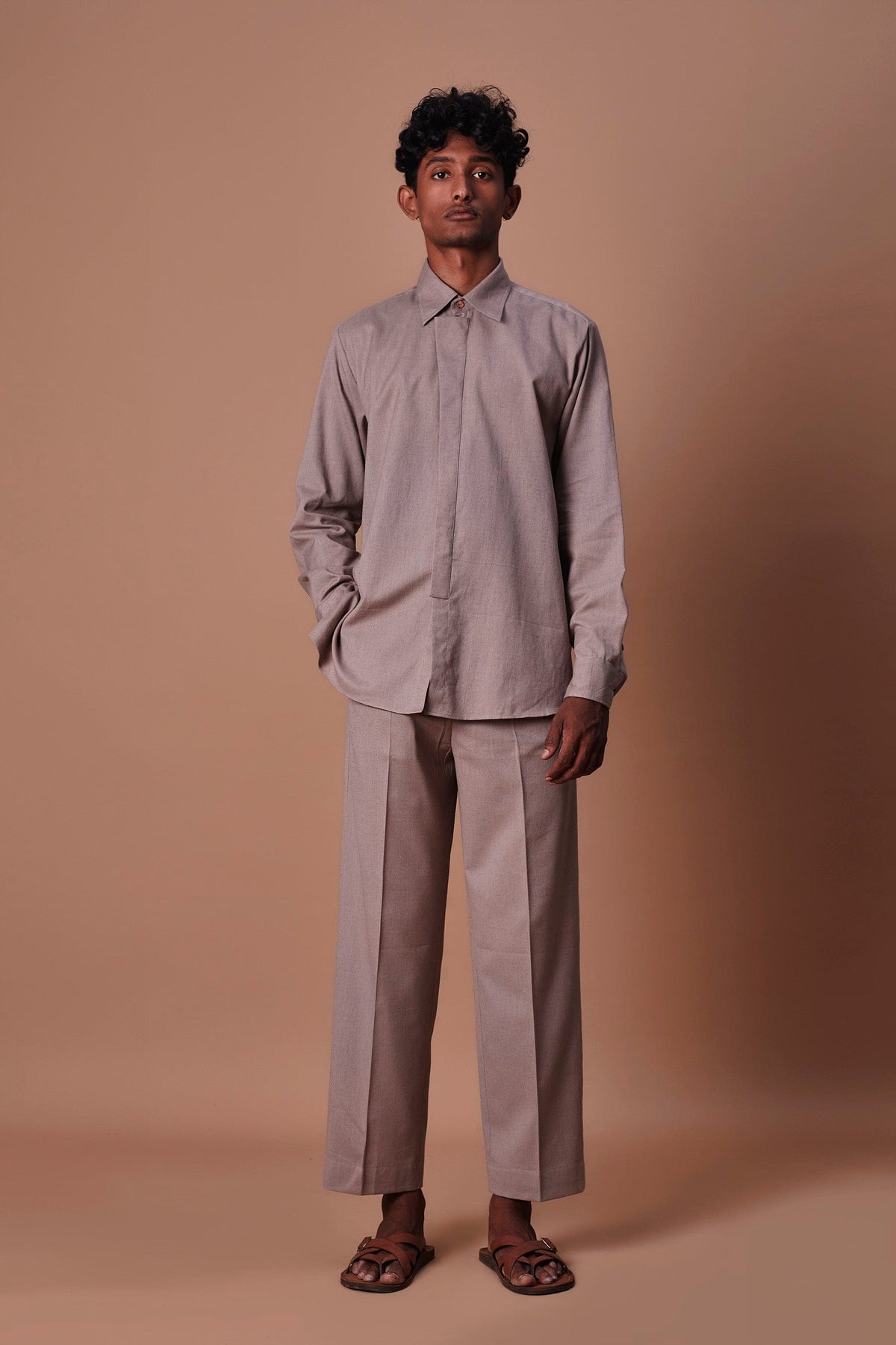 Mati Shirts & Tops Mati Men's Grey Placket Shirt