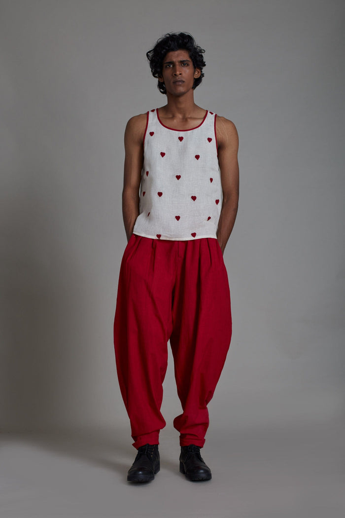 Mati Shirts & Tops Men's Linen Tank Top-Hearts