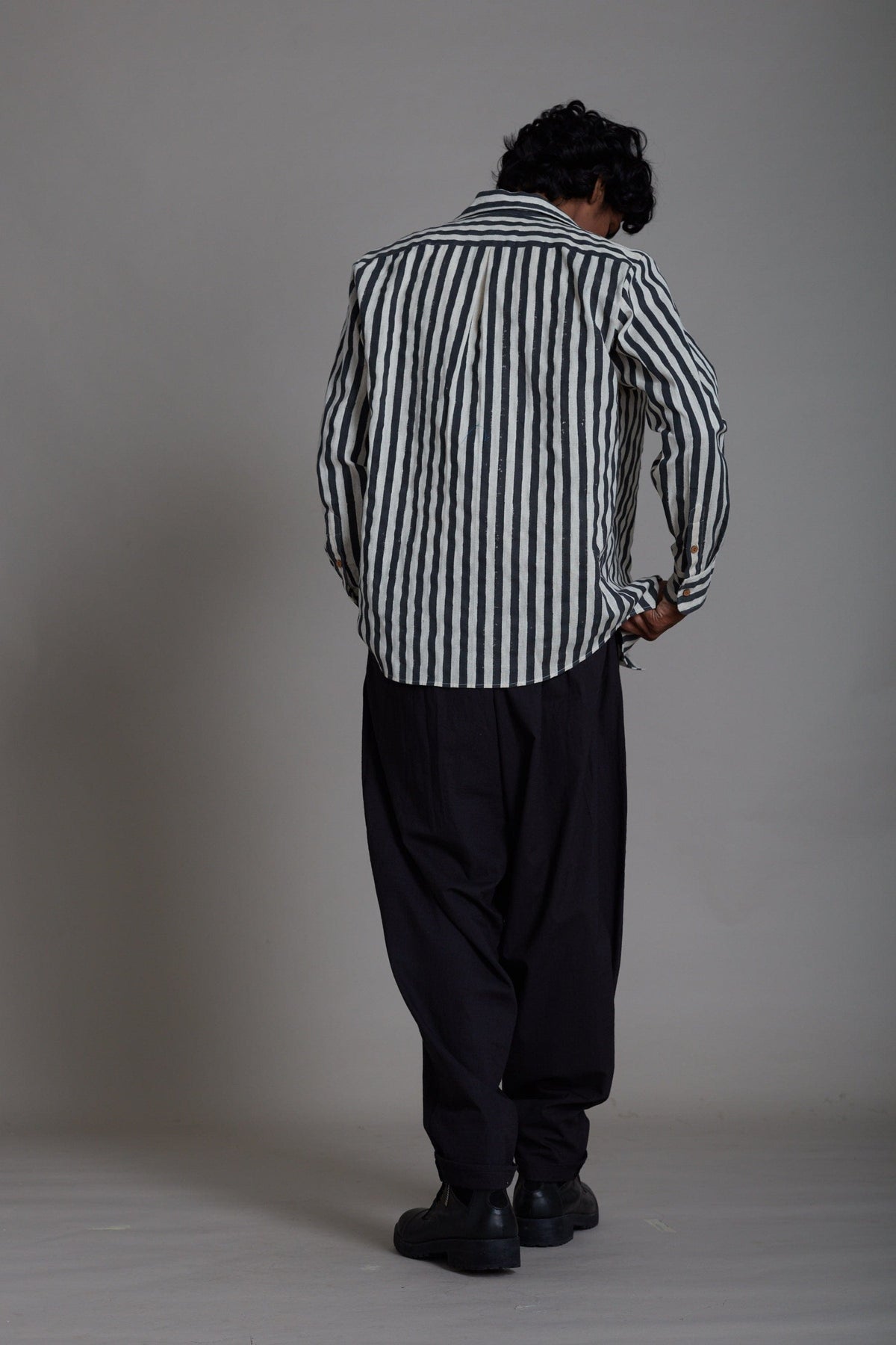 Mati Shirts & Tops MEN'S STRIPED SHIRT-BLACK