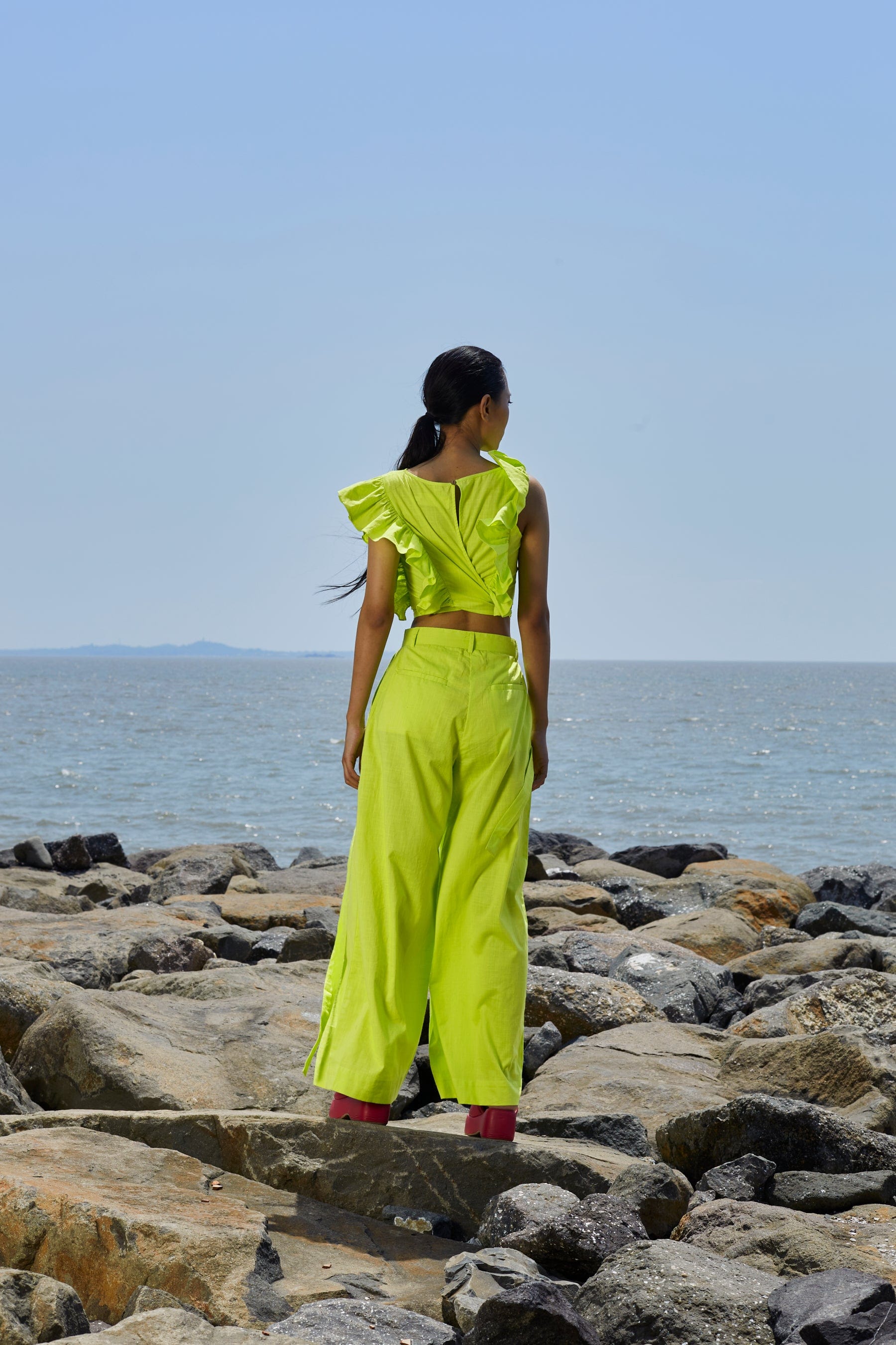 Buy Neon Green Overlap Bralette and Shorts Set of 2 Pieces by Designer MATI  Online at