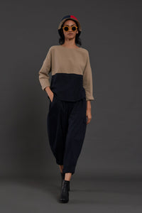 Mati Shirts & Tops XS Beige & Navy Blue Rekin Top