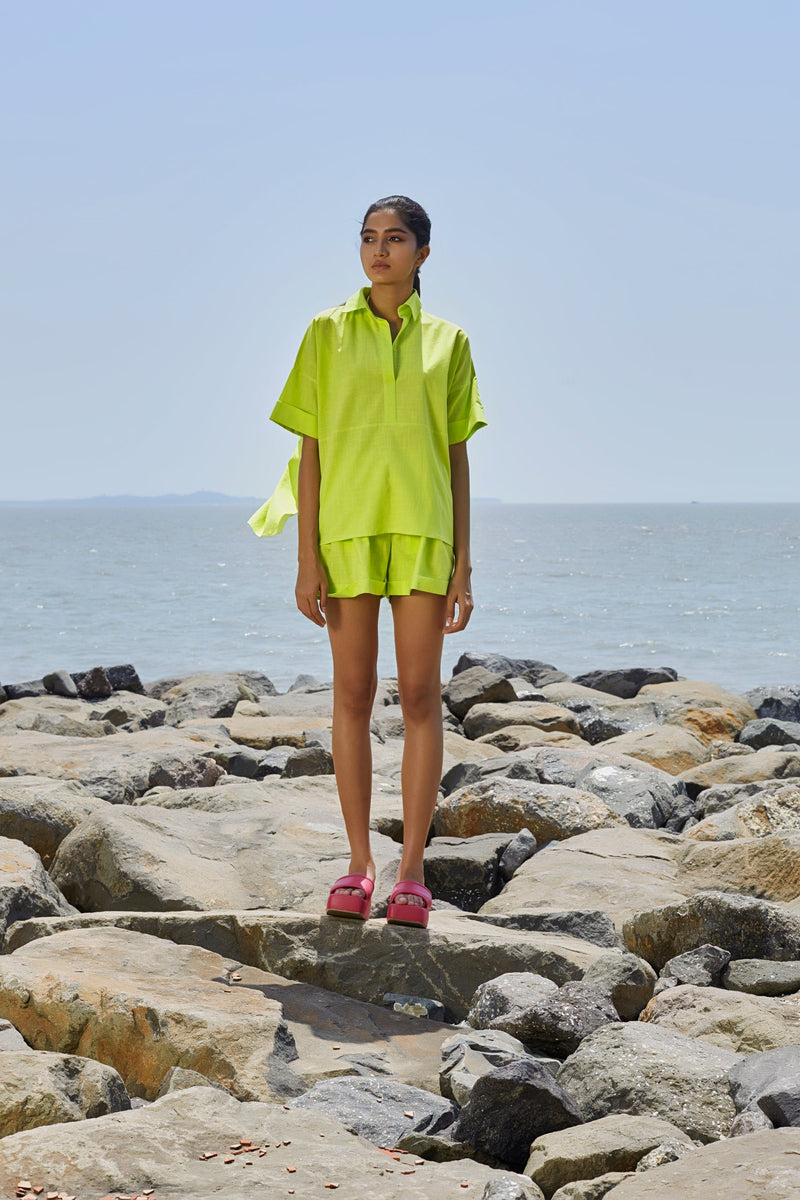 Mati TOPS XS Neon Green Ekin Shirt